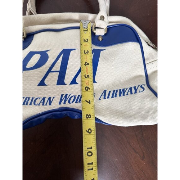 VTG PAA PAN AM Explorer Bag Weekender Pan Am White Canvas Travel Tag RARE MINT - Picture 14 of 15